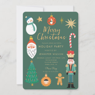 Christmas Merry  Whimsical Holiday  Party Invitation
