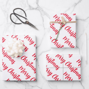Christmas merry white background red script   wrapping paper sheet