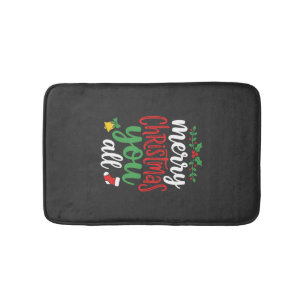 Christmas Merry You All Holiday Typography Bath Mat