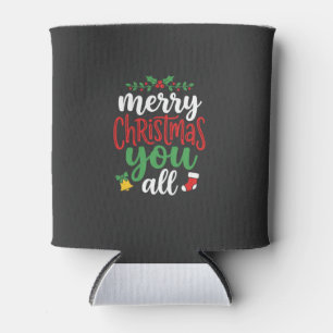Christmas Merry You All Holiday Typography Can Cooler