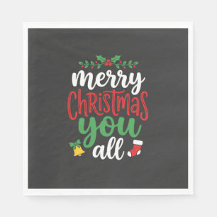 Christmas Merry You All Holiday Typography Napkin