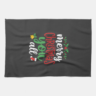 Christmas Merry You All Holiday Typography Tea Towel