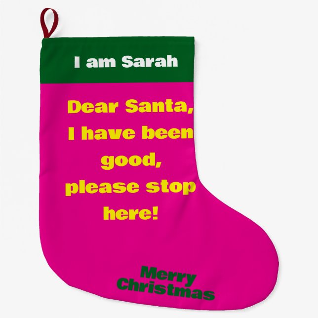 Christmas Message to Santa Customise Name Large Christmas Stocking (Front)