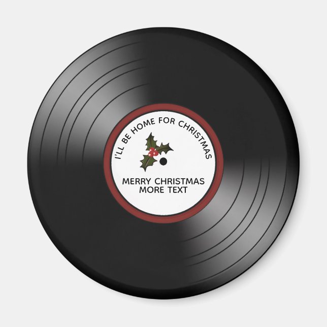 Christmas Message Vinyl Record Bronze Tint Magnet (Front)