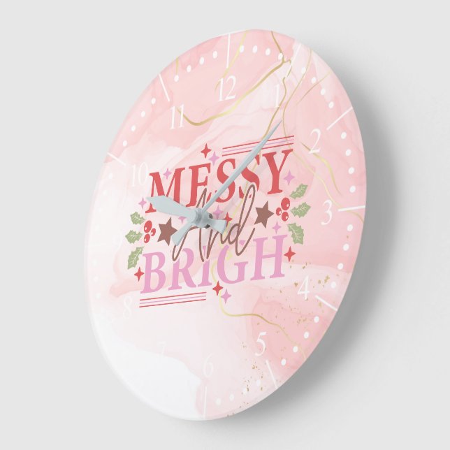 Christmas Messy and Bright  Large Clock (Angle)