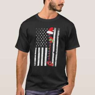 Christmas Metal Detector American Flag Treasure Hu T-Shirt