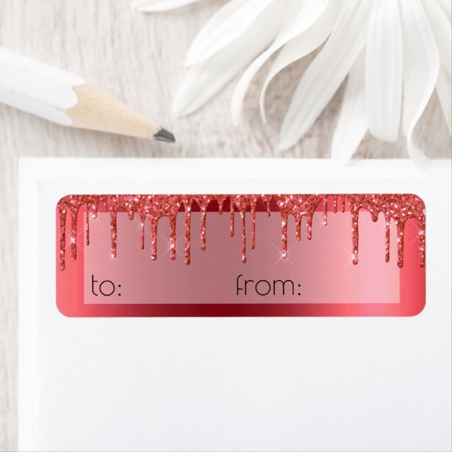 Christmas Metallic Red Dripping Glitter Gift Wrap (Insitu)