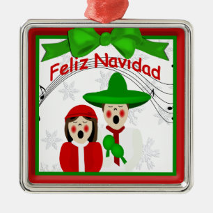 Christmas Mexican Carolers Couple Premium Ornament