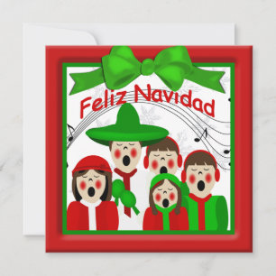 Christmas Mexican Carolers Family Five Greeting Holiday Card