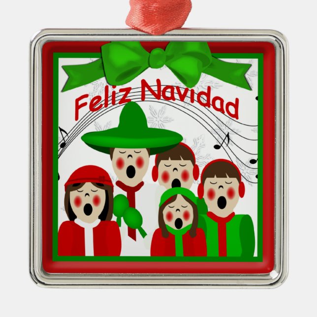 Christmas Mexican Carolers Family Five Ornament (Front)