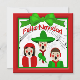 Christmas Mexican Carolers Family Greeting Holiday Card
