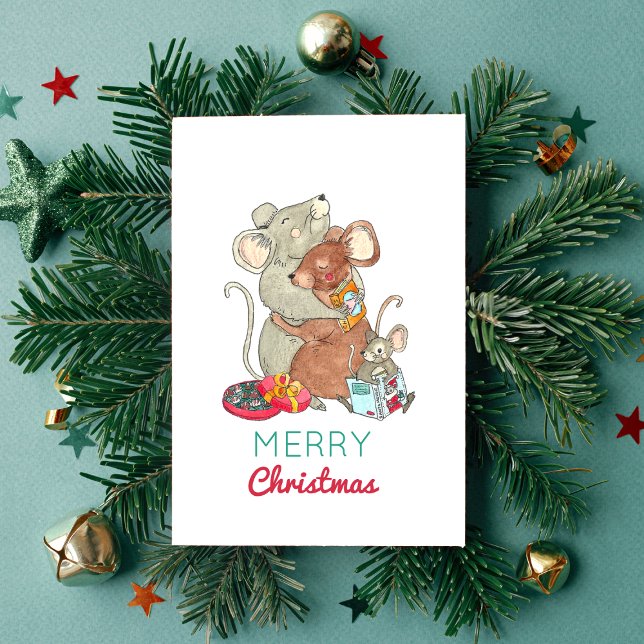 Christmas Mice Book Lovers Holiday Card (Creator Uploaded)