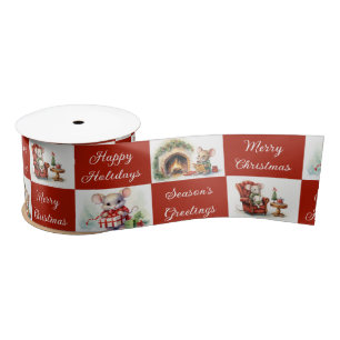 Christmas Mice Design  Satin Ribbon