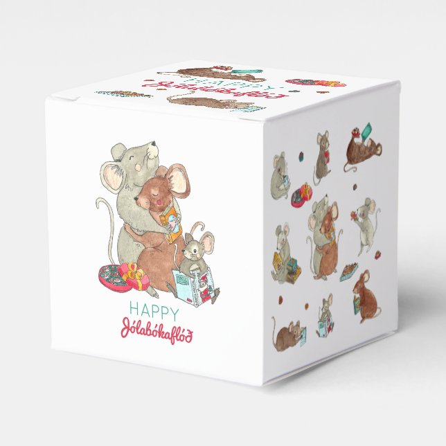 Christmas Mice Jolabokaflod Favour Box (Front Side)