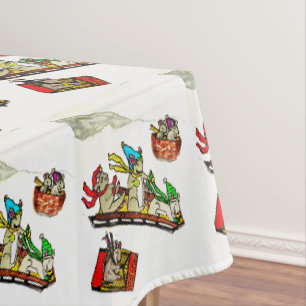 CHRISTMAS MICE SLEDDING  TABLECLOTH
