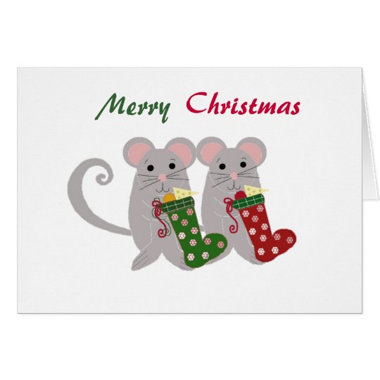 Christmas Mice with Stockings Card