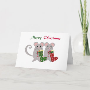 Christmas Mice with Stockings Holiday Card