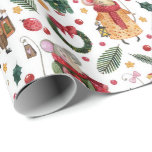 Christmas Mice Wrapping Paper<br><div class="desc">Cute Christmas mice on white background with fun holiday elements.</div>