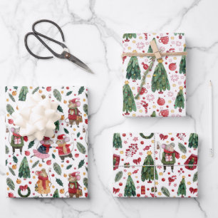 Christmas Mice Wrapping Paper Sheet