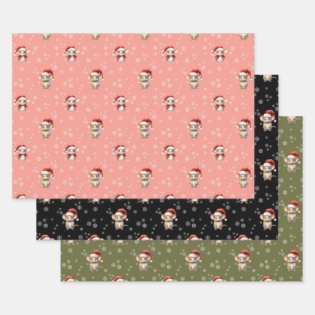 CHRISTMAS MICE WRAPPING PAPER SHEET (Set)