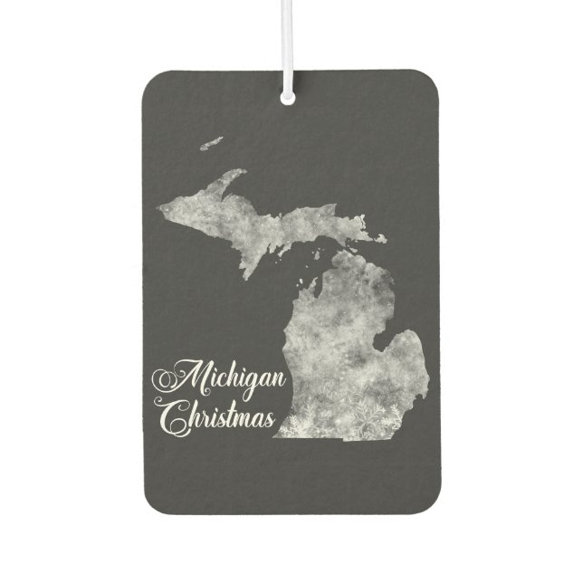 Christmas Michigan State Map Snowflakes Car Air Freshener (Front)