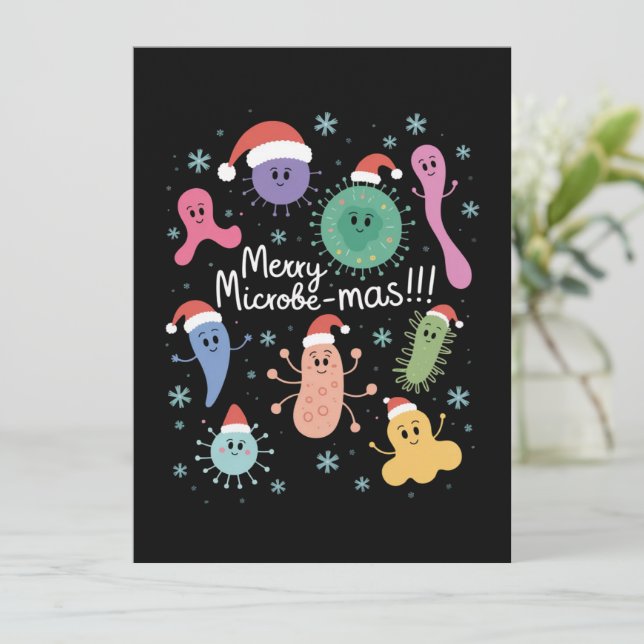 Christmas Microbiology Science Teacher Microbe Holiday Card (Standing Front)