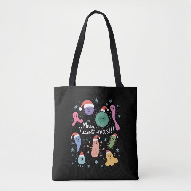 Christmas Microbiology Science Teacher Microbe Tote Bag (Front)