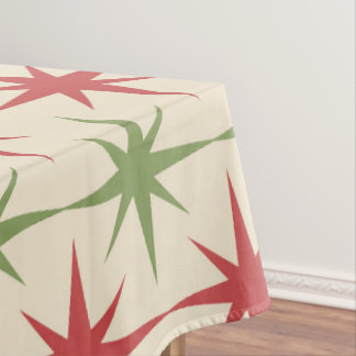 Christmas Mid Century Red Green Atomic Starbursts Tablecloth