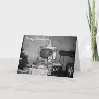 Christmas Mid-century Television 1950's Monochrome Holiday Card