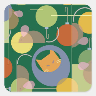 Christmas Mid-Mod Cat Sticker