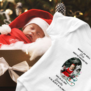 Christmas Might Sleep Under Tree Baby First Xmas Bodysuit