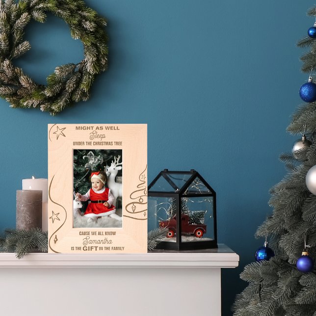 Christmas Might Sleep Under Tree Baby First Xmas Etched Frames (Christmas Might Sleep Under Tree Baby First Xmas Etched Frames Keepsake Photo Frame New Baby Gift)