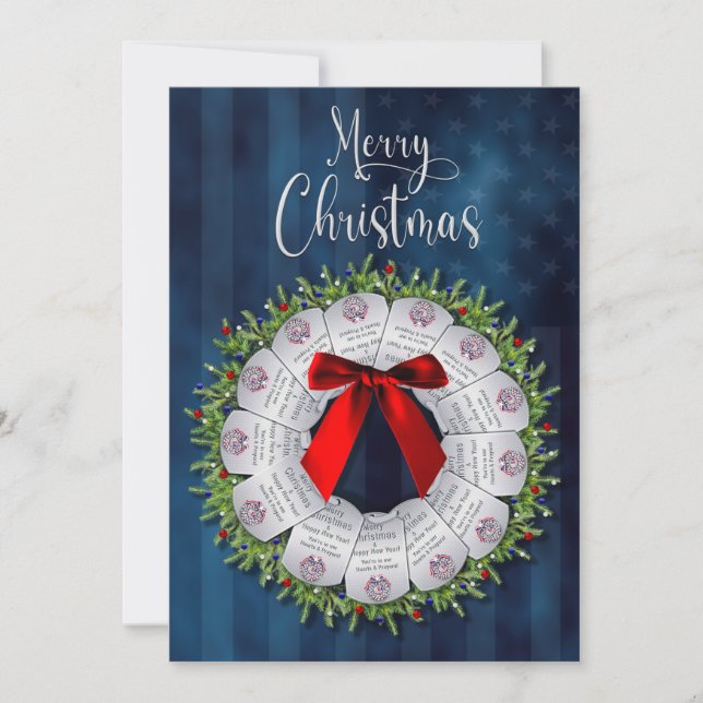 Christmas Military  Wreath Single Two Sides Invitation (Front)