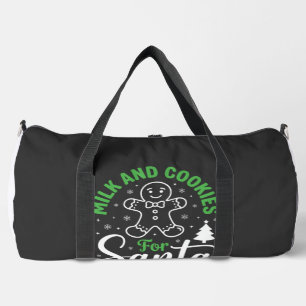 Christmas Milk and Cookies for Santa Duffle Bag
