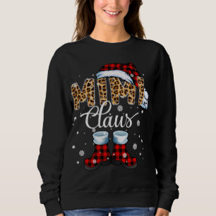 Christmas Mimi Claus Leopard Buffalo Plaid Pajama Sweatshirt