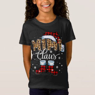 Christmas Mimi Claus Leopard Buffalo Plaid Pajama T-Shirt