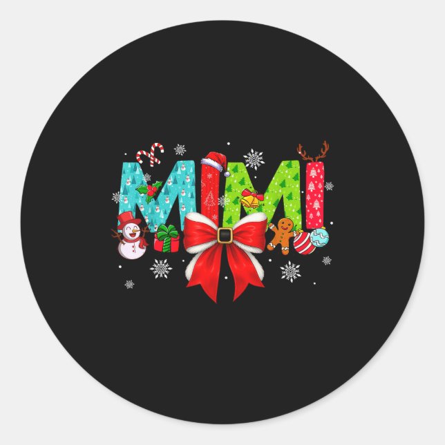 Christmas Mimi Coquette Bow Mimi Christmas  Classic Round Sticker (Front)