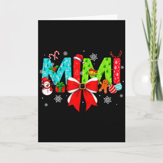 Christmas Mimi Coquette Bow Mimi Christmas T Shirt Card (Front)