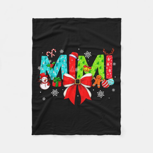 Christmas Mimi Coquette Bow Mimi Christmas T Shirt Fleece Blanket (Front)