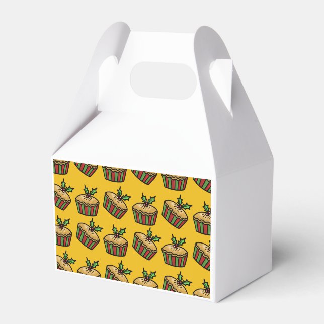 Christmas Mince Pie on a Golden Yellow Background  Favour Box (Front Side)