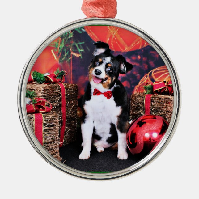 Christmas - Mini Aussie - Jack Metal Tree Decoration (Front)