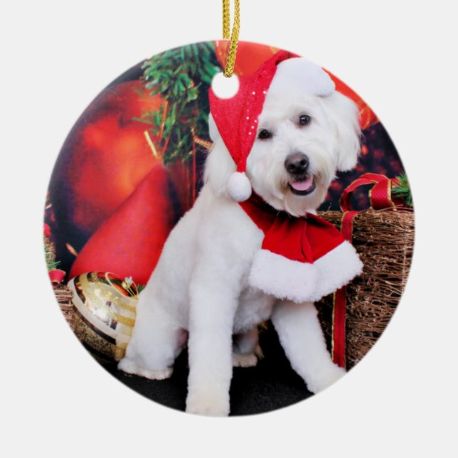 Christmas - Mini Doodle - Winston Ceramic Tree Decoration (Front)