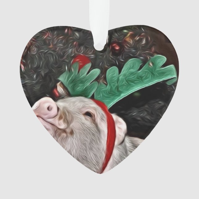 Christmas Mini Pig Heart Ornament (Front)