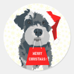 Christmas Mini Schnauzer Dog Santa Hat Sticker
