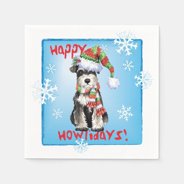 Christmas Mini Schnauzer Napkin (Front)