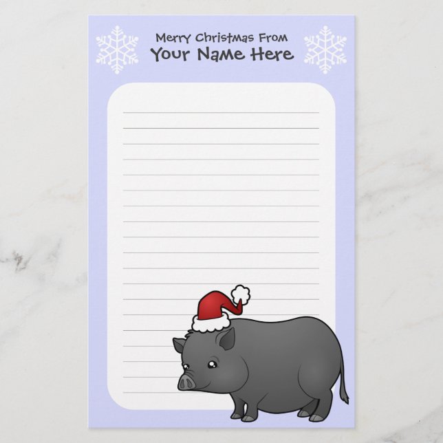Christmas Miniature Pig Stationery (Front)