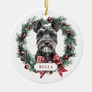Christmas Miniature Schnauzer Circle Ornament