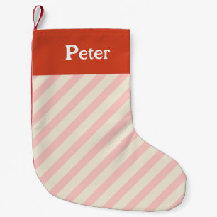 Christmas Minimal Diagonal Stripes Pink Small Christmas Stocking