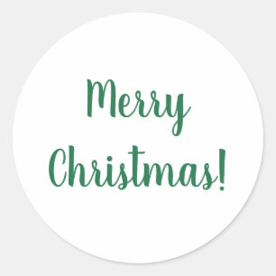 Christmas Minimal Green and White Typography Classic Round Sticker