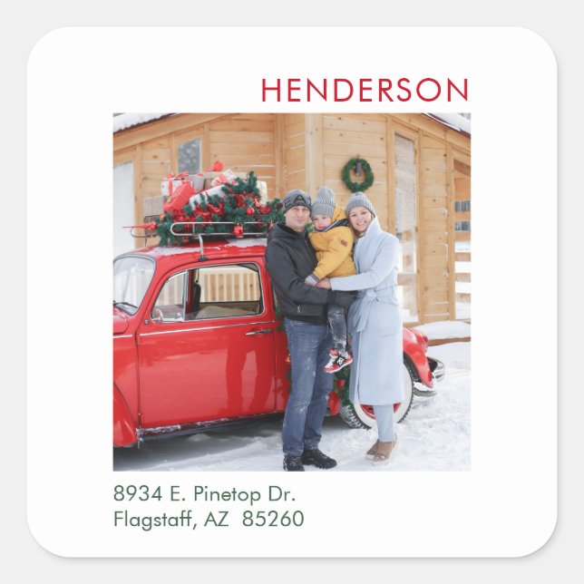 Christmas Minimal Photo Square Sticker (Front)